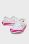 Crocband Clog K Logolu Çıkarılabilir Kayışlı Kız Çocuk Terlik 207006-6WU Beyaz-Fuşya