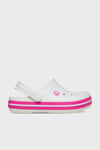 Crocband Clog T Logolu Çıkarılabilir Kayışlı Kız Çocuk Terlik 207005-6WU Beyaz-Fuşya