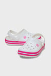 Crocband Clog T Logolu Çıkarılabilir Kayışlı Kız Çocuk Terlik 207005-6WU Beyaz-Fuşya