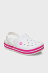 Crocband Clog T Logolu Çıkarılabilir Kayışlı Kız Çocuk Terlik 207005-6WU Beyaz-Fuşya