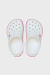 Crocband Clog T Logolu Çıkarılabilir Kayışlı Kız Çocuk Terlik 207005-6WU Beyaz-Fuşya
