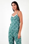 Dantelli Regular Fit Sabahlıklı İp Askılı Kadın Pijama Takımı 65780118 YEŞİL