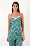 Dantelli Regular Fit Sabahlıklı İp Askılı Kadın Pijama Takımı 65780118 YEŞİL