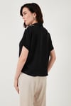 Dantelli Relaxed Fit Kısa Kollu Kadın Gömlek 5865764 SİYAH