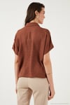 Dantelli Relaxed Fit Kısa Kollu Kadın Gömlek 5865764 KAHVE