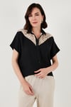 Dantelli Relaxed Fit Kısa Kollu Kadın Gömlek 5865764 SİYAH