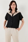 Dantelli Relaxed Fit Kısa Kollu Kadın Gömlek 5865764 SİYAH