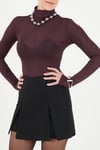 Dar Kalıp Balıkçı Yaka İnce Kadın Bluz 5866880 MÜRDÜM