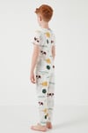 Desenli % 100 Pamuk Bisiklet Yaka Erkek Çocuk Pijama Takımı 6651001 EKRU-HARDAL