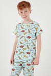 Desenli % 100 Pamuk Bisiklet Yaka Erkek Çocuk Pijama Takımı 6651001 MİNT