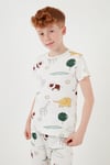 Desenli % 100 Pamuk Bisiklet Yaka Erkek Çocuk Pijama Takımı 6651001 EKRU-HARDAL