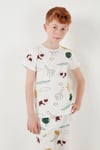 Desenli % 100 Pamuk Bisiklet Yaka Erkek Çocuk Pijama Takımı 6651001 EKRU-HARDAL