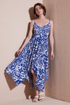 Desenli Asimetrik Kesim Regular Fit Midi Boy Askılı Kadın Elbise 5866126 SAKS