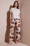 Desenli Beli Lastikli Bol Paça Kadın Pantolon 5869018 CAMEL