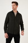 Desenli Cepli Regular Fit Uzun Kollu Kışlık Erkek Gömlek CF24W127187 SİYAH-HAKİ