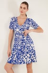 Desenli Kruvaze Yaka Regular Fit Kadın Elbise 5865723 SAKS