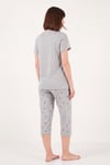 Desenli Pamuklu Bisiklet Yaka Kaprili Kadın Pijama Takımı 65790787 GRİ