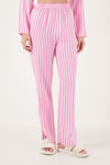 Desenli Rahat Kesim Bol Paça Yazlık Kadın Pijama Takımı 6110014 PEMBE