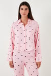Desenli Rahat Kesim Bol Paça Yazlık Kadın Pijama Takımı 6110014 TOZ PEMBE
