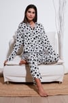 Desenli Rahat Kesim Bol Paça Yazlık Kadın Pijama Takımı 6110014 BEYAZ