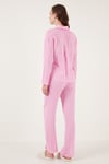 Desenli Rahat Kesim Bol Paça Yazlık Kadın Pijama Takımı 6110014 PEMBE