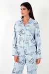 Desenli Rahat Kesim Bol Paça Yazlık Kadın Pijama Takımı 6110014 AÇIK MAVİ