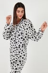 Desenli Rahat Kesim Bol Paça Yazlık Kadın Pijama Takımı 6110014 BEYAZ
