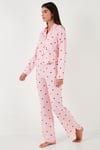 Desenli Rahat Kesim Bol Paça Yazlık Kadın Pijama Takımı 6110014 TOZ PEMBE
