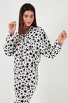 Desenli Rahat Kesim Bol Paça Yazlık Kadın Pijama Takımı 6110014 BEYAZ