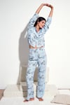 Desenli Rahat Kesim Bol Paça Yazlık Kadın Pijama Takımı 6110014 AÇIK MAVİ