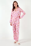 Desenli Reguar Fit Yumuşak Dokulu Kışlık Rahat Kadın Pijama Takımı 611PT288Y PEMBE