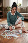 Desenli Regular Fit Apaş Yaka Beli Lastikli Bol Paça Kadın Pijama Takımı 65714300 YEŞİL