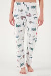 Desenli Regular Fit Apaş Yaka Beli Lastikli Bol Paça Kadın Pijama Takımı 65714300 YEŞİL