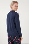 Desenli Regular Fit Apaş Yaka Beli Lastikli Bol Paça Kadın Pijama Takımı 65714300 LACİVERT