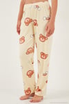 Desenli Regular Fit Bisiklet Yaka Uzun Kollu Kadın Pijama Takımı 65713312 SARI