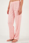Desenli Regular Fit Bisiklet Yaka Uzun Kollu Kadın Pijama Takımı 65713312 PEMBE