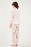 Desenli Regular Fit Bisiklet Yaka Uzun Kollu Kadın Pijama Takımı 65713312 AÇIK PEMBE