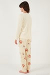 Desenli Regular Fit Bisiklet Yaka Uzun Kollu Kadın Pijama Takımı 65713312 SARI