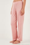 Desenli Regular Fit Bisiklet Yaka Uzun Kollu Kadın Pijama Takımı 65713312 PUDRA