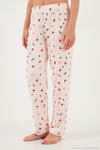 Desenli Regular Fit Bisiklet Yaka Uzun Kollu Kadın Pijama Takımı 65713312 AÇIK PEMBE