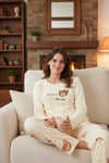 Desenli Regular Fit Bisiklet Yaka Uzun Kollu Kadın Pijama Takımı 65713312 SARI
