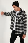 Desenli Regular Fit Çift Cepli Kışlık Erkek Gömlek CF24W197135 SİYAH