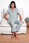Desenli Regular Fit Gömlek Yaka Kadın Pijama Takımı 65750101 MİNT