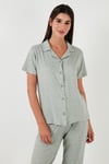 Desenli Regular Fit Gömlek Yaka Kadın Pijama Takımı 65750101 MİNT