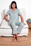 Desenli Regular Fit Gömlek Yaka Kadın Pijama Takımı 65750101 MİNT