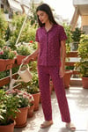 Desenli Regular Fit Gömlek Yaka Kadın Pijama Takımı 65750101 MÜRDÜM