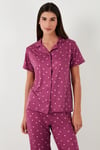 Desenli Regular Fit Gömlek Yaka Kadın Pijama Takımı 65750101 MÜRDÜM