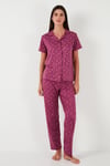 Desenli Regular Fit Gömlek Yaka Kadın Pijama Takımı 65750101 MÜRDÜM