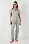 Desenli Regular Fit Gömlek Yaka Kadın Pijama Takımı 65750101 MİNT