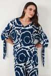 Desenli Regular Fit Truvakar Kol V Yaka Alt-Üst Kadın Takım 5865357 LACİVERT